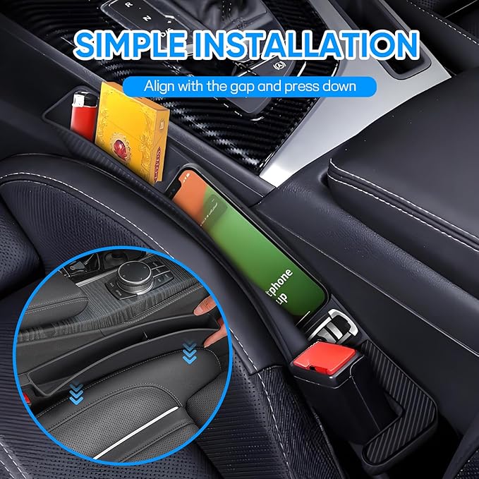 2PCS Car Seat Gap Filler Organizer, Car Seat Organizer, Multifunctional Seat Gap Storage Box for Phone Key, Fill The Gap & Stop Things from Dropping, Universal for Most Vehicles (Dark Brown)