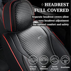 Coverado Seat Covers, Car Seat Covers Front Seats, Waterproof Nappa Leather Auto Seat Cover with Lumbar Head Pillow, Black Re