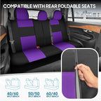 BDK PolyPro Car Seat Covers Full Set in Purple on Black, Front and Rear Split Bench Seat Covers for Cars, Easy to Install Car