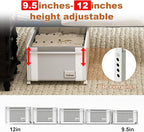 2Pack Under Bed Storage with Wheels,9.5"-12"Tall Adjustable Height Underbed Storage,Deep Under Bed Storage Containers,Rolling