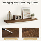 Fun Memories Rustic Wood Floating Shelves for Wall, Space-Saving Wall Mounted Shelves for Bathroom, Bedroom, Living Room and 