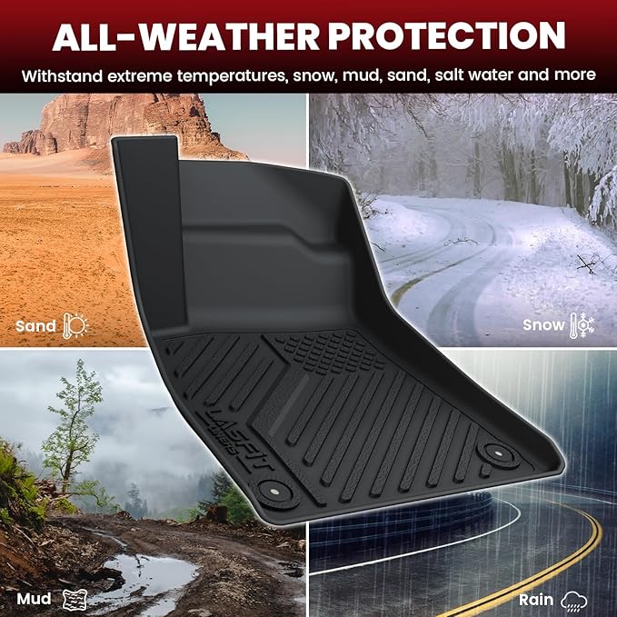 LASFIT Floor Mats for Audi A5/S5 2025-2026(New Body), TPE All Weather Protection Custom Fit 1st & 2nd Row Rubber Floor Liners for Audi A5/S5 Automotive Accessories Car Mats, Black, Easy to Clean