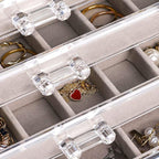 Frebeauty Acrylic Jewelry Organizer Earring Organizer Box with 5 Drawers Earring Holder Organizer with Velvet Trays Clear Jew