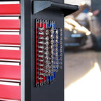 WORKPRO Magnetic Socket Organizer - 6-Piece Aluminum Alloy Socket Rail, Heavy Duty Socket Holder - Set: 1/4-Inch x 12 Clips, 