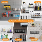 4 Pack Pegboard Baskets Hooks Set, Square Style 4 Size Peg Board Organizer Basket Bins Accessories for Workbench,Garage Stora