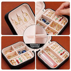 Neveika Portable Travel Mini Jewelry Box Leather Jewellery Ring Organizer Case Storage Gift Box Girls Women (4pcs black).