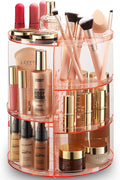 Masirs Rotating Makeup Organizer for Vanity, Large 360° Spinning Cosmetic & Skincare Organizer, Adjustable Shelf Height, Perf