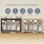 Portable Wardrobe Closet Durable and Easy to Assemble Heavy Duty Clothes Rack with Non-Woven Cover Fabric Best for Bedroom an