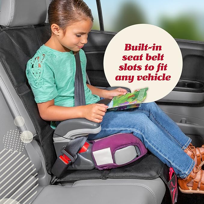 Lusso Gear Car Seat Protector for Baby Car Seat - Thick Padding - Seat Protector Under Baby Car Seat with 2 Mesh Storage Pock