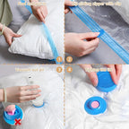 Travel Vacuum Bags with Rechargeable Pump,6 Pack Vacuum Storage Seal Bags for Clothing Suitcase Backpack, Space Saver Compres