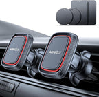 APPS2Car 2 Pack Magnetic Phone Car Mount, Car Phone Holder Mount Magnetic, Built in 6 Strong Magnets, Air Vent Cell Phone Holder for Car with Adjustable Secure Tightening System