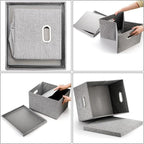 Hedume Set of 2 File Organizer Box, Collapsible Linen Filing Cabinets, Decorative Linen Filing Storage Hanging File Folders w