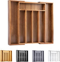 Bellsal Acacia Silverware Organizer Kitchen Drawer Organizer Expandable Bamboo Utensil Holder Cutlery Tray for Kitchen Utensi