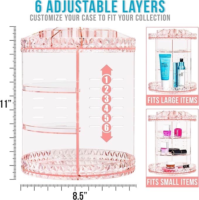 Sorbus 360 Rotating Makeup Organizer - Spinning Acrylic cosmetics organizer, Adjustable Shelves for Make Up, Perfume & Toilet