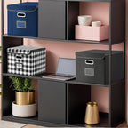 Hleelomi Collapsible File Box with Lid & Plastic Slide - Hanging Document Organizer for Office/Home, 14.96x12.6x10.83 Inch,De