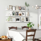 Axeman Picture Ledge Shelf | 55 Inch White Floating Shelves Set of 3 | Rustic Wood Wall Shelves with Lip | 55" White Picture 