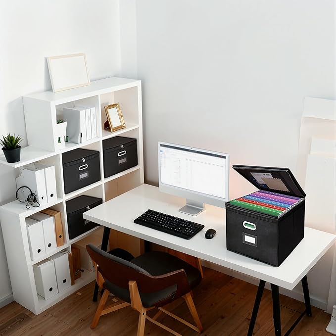 8 Pack File Organizer Boxes with Lids, Collapsible Document Storage Bin with Mesh Pockets & Zipper, Fits Letter/Legal Size Fo
