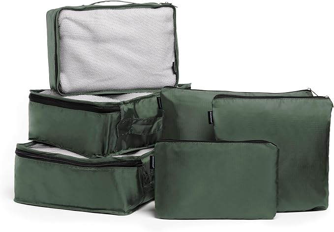 Brookstone Packing Cubes - 6 Piece Compression Packing Cubes for Travel Essentials - Luggage Sets Cube Storage Organizer Bags