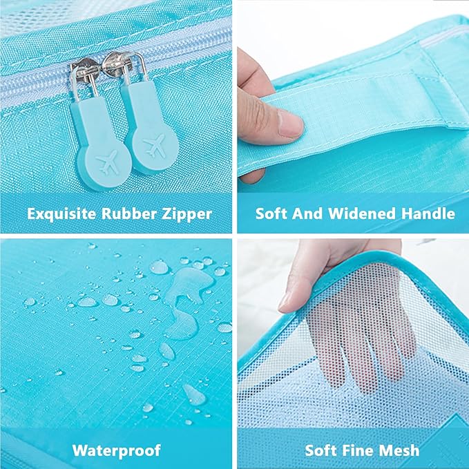 6 Set Packing Cubes for Travel Luggage Packing Bags Reusable Lightweight Suitcase Organizer Cubes Set for Travel Accessories 