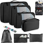 Toncoke 8-Piece Packing Cubes for Travel, Mesh Luggage Organizers with Shoe Bag, Toiletry Bag, Laundry Pouches, 4 Sizes (XL/L