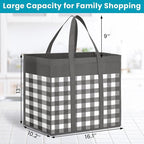 WOWBOX Reusable Grocery Bags,10-Pack, Foldable Reusable Shopping Tote Bags bulk with Reinforced Handles,Large Storage Bags with Water Resistant Coating for Groceries,Multipurpose,Grey-White