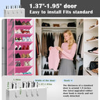10 - Pocket Over - the - Door Hanging Shoe Organizers & Rack, Made of Sturdy 600D Oxford + Non - Woven Fabric, Space - Saving
