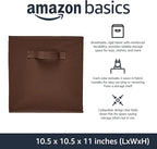 Amazon Basics Collapsible Fabric Storage Bins with Handles, Cube Organizer, Lightweight Fabric, 10.5"x10.5"x11", Brown, 6-Pac