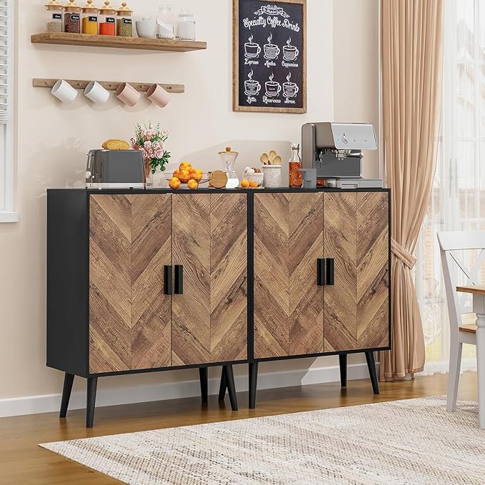 Iwell Storage Cabinet with 2 Shelves & Doors, Sideboard Buffet Cabinet with Storage, Entryway Cabinets, Accent Cabinets for L