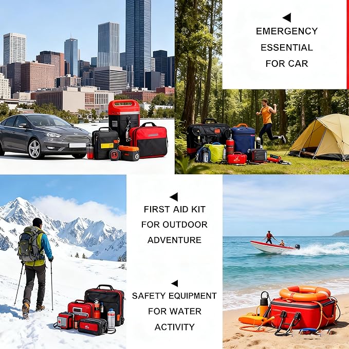 279PCS Small Travel First Aid Kit Supplies for Business, First Aid Emergency Set Backpacking Essentials Items Trauma Survival