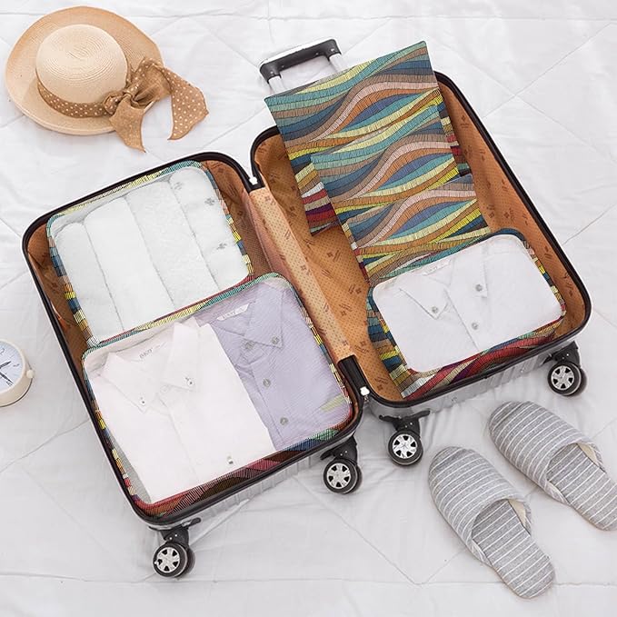 7 Set Packing Cubes Travel Luggage Organizers for Suitcase Travel Accessories with Shoe Bag for Girls Women Aesthetic Cute Bo