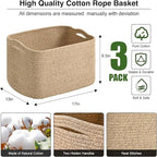 ICERZCZ Large Storage Baskets for Organizing Shelves, Woven Cotton Rope Bins for Baby Nursery Organization, Book Toy Towel Or