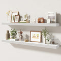 48 Inch Floating Shelves | 6.5 Inch Deep White Floating Shelves Set of 2 | 48" W x 6.5" D Rustic White Wood Wall Shelves with