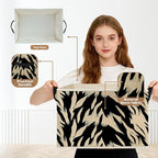 Black and Beige Abstract Storage Box Bins, Boho Modern Abstract Zebra Striped Collapsible Storage Basket Organizer for Bedroo