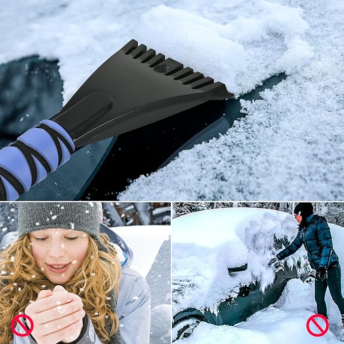 27" Snow Brush and Ice Scrapers Detachable Pivoting, Soft Bristle Head,Foam Grip, for Car,Trucks,or SUV Window & Windshield Tool (2pcs)