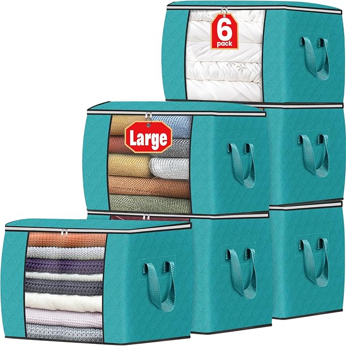 Fab totes 24 Gallons Clothes Storage, Foldable Thick Fabric Blanket Storage Bags, Containers for Organizing Bedroom, Closet, 