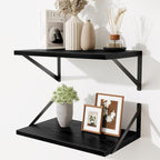 Floating Shelves for Wall,18" Wall Mounted Shelves Set of 2,Wood Floating Shelf with Bracket,Sturdy Metal Bracket Bookshelves