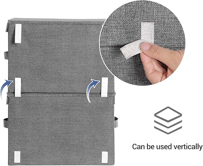 SONGMICS Stackable Storage Bins Set of 2, Storage Boxes with Lids and Front Windows, Non-Woven Fabric Closet Organizers with 
