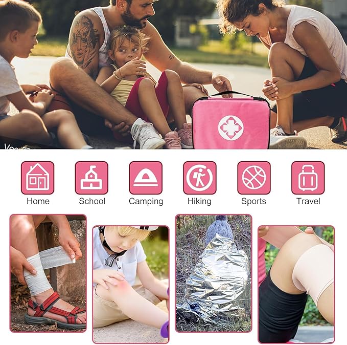 305Pcs Car First Aid Kit Refill Supplies for Business Home First Aid Emergency Kits for Office Business Compact Lovely Bag fo