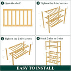 Smiry Bamboo Shoe Rack for Closet, 5 Tier Small Wooden Stackable Shoe Organizer, Free Standing Shoes Storage Shelf for Entryw