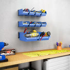 WALMANN Wall Mounted Storage Bins for Small Parts, 10 Bins with 3 Metal Rails, Plastic Wall Bins for Screws, Bolts, Nuts, Cra