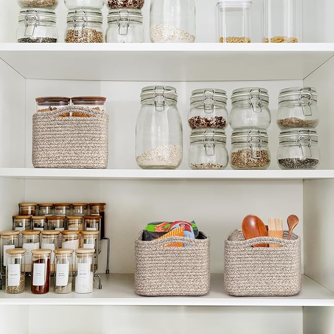 Goodpick Storage Baskets, 13 x 8 x 5 in, Closet Shelf Organizers for Gifts Empty Baskets for Shelves Dog Toy Basket Woven Bas