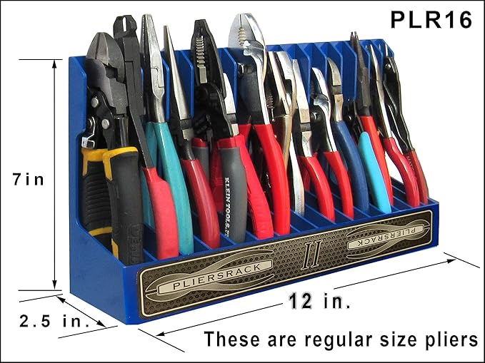 PLR16 Gray PliersRack for your Peg Board and Toolbox Drawer. Plier storage for Regular & smaller pliers. Keeps spring loaded 