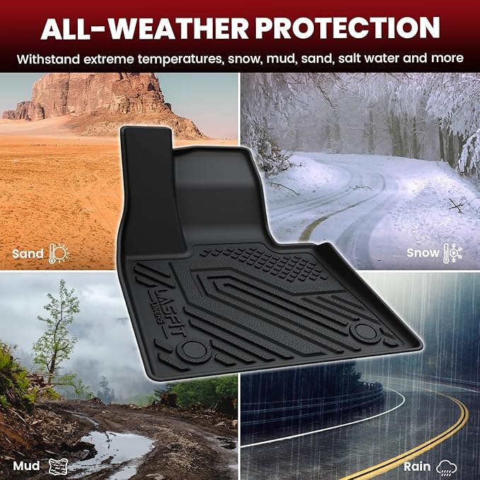 LASFIT Floor Mats&Cargo Mat&Seatback Fit for BMW X7 2019-2025 2026 M50i M60i xDrive40i xDrive50i, All Weather TPE Custom Fit 1st&2nd&3rd Row Full Set Car Mats & Trunk Liner(Only for 7 Seaters), Black