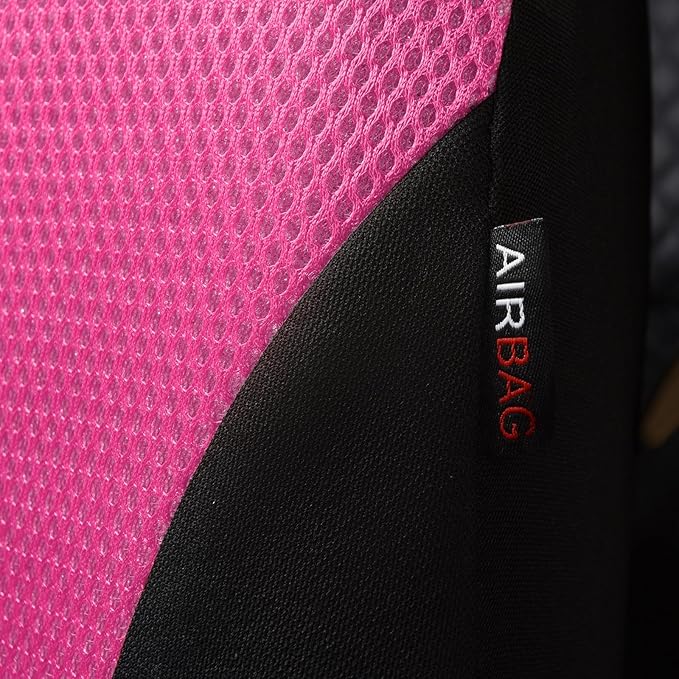Flying Banner Car Seat Covers Full Set Front Seats and Rear Bench Mesh Fabric Splicing Polyester Cover Black with Pink Color
