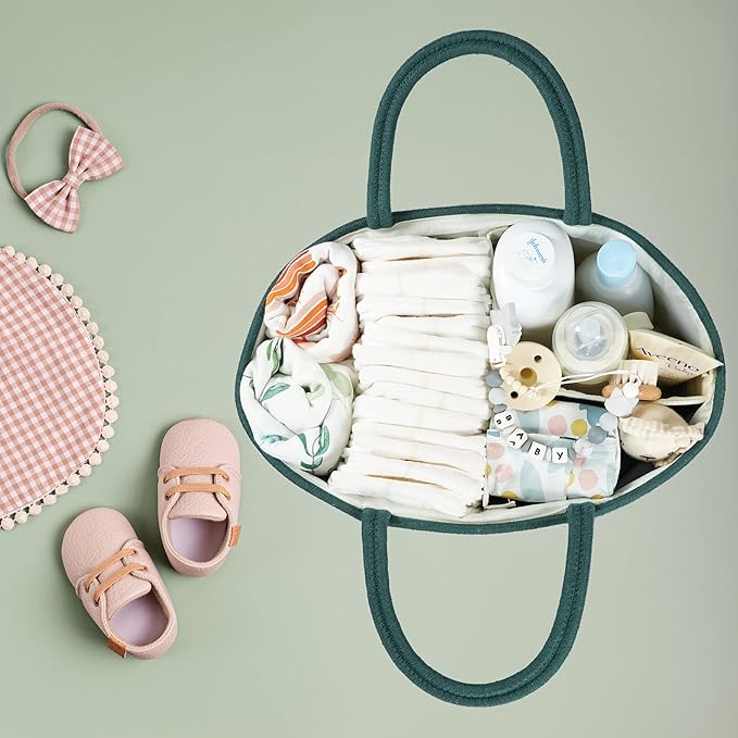 XUANGUO Large Baby Diaper Caddy Organizer for Girl Boy Rope Nursery Storage Bin Basket Portable Holder Tote Bag for Changing 