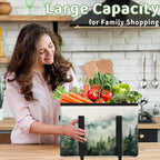 Reusable Grocery Bags Heavy Duty Shopping Bags Foldable Large Tote Bags with Long Handles & Hard Bottom