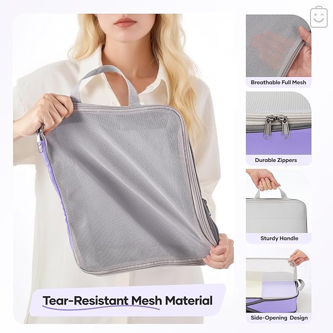 Veken 9/11 Set Compression Packing Cubes for Travel Essentials,Compressible Expandable Large Luggage Suitcase Organizer Bags 