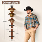 Cowboy Hat Rack for Wall – 3-Piece Western Hat Holder, Rustic Wooden & Metal Wall Mounted Cowboy Hat Organizer, Holds up to 6