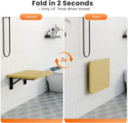 Foldable Floating Wall Shelves 16 inch, Bathroom Shelves Wall Mounted,12" Deep Wood Floating Kitchen shelves,Easy to Install 