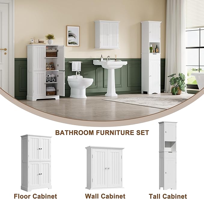 ChooChoo Bathroom Wall Cabinet, Over The Toilet Space Saver Storage Cabinet, Medicine Cabinet with 2 Door and Adjustable Shel